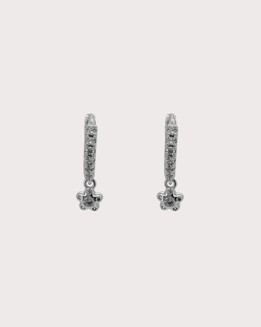 Mindy Flower White Zircon Embellished Hoops