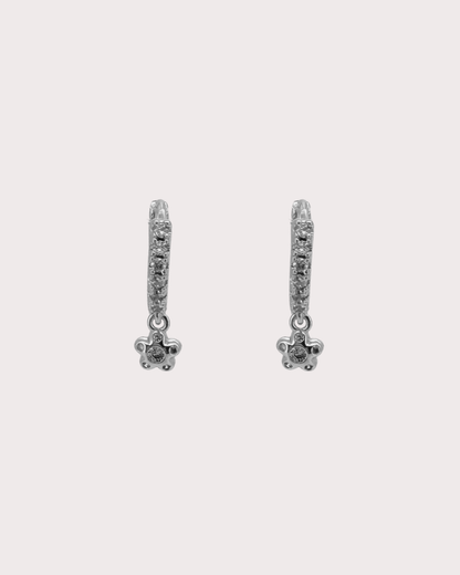 Mindy Flower White Zircon Embellished Hoops
