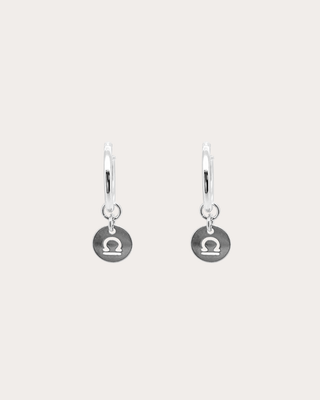 Libra Zodiac Disc Endless Hoops - Sterling Silver