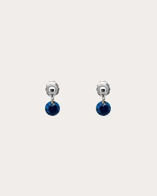 Circle Sapphire Gemstone Dangle Studs - Sterling Silver