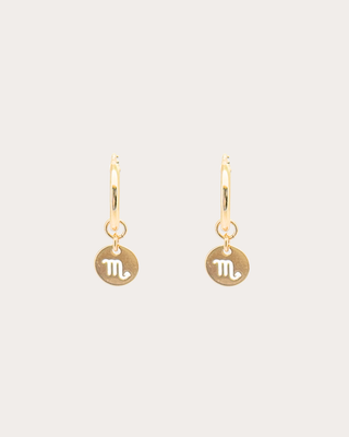 Scorpio Zodiac Disc Endless Hoops - Gold Filled