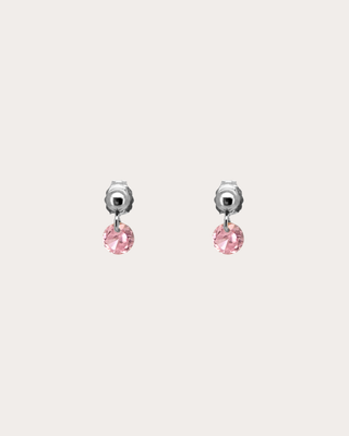 Circle Tourmaline Gemstone Dangle Studs - Sterling Silver