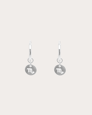 Scorpio Zodiac Disc Endless Hoops - Sterling Silver