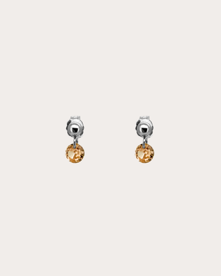 Circle Topaz Gemstone Dangle Studs - Sterling Silver