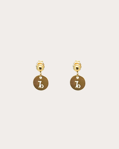 Capricorn Zodiac Disc Dangle Studs