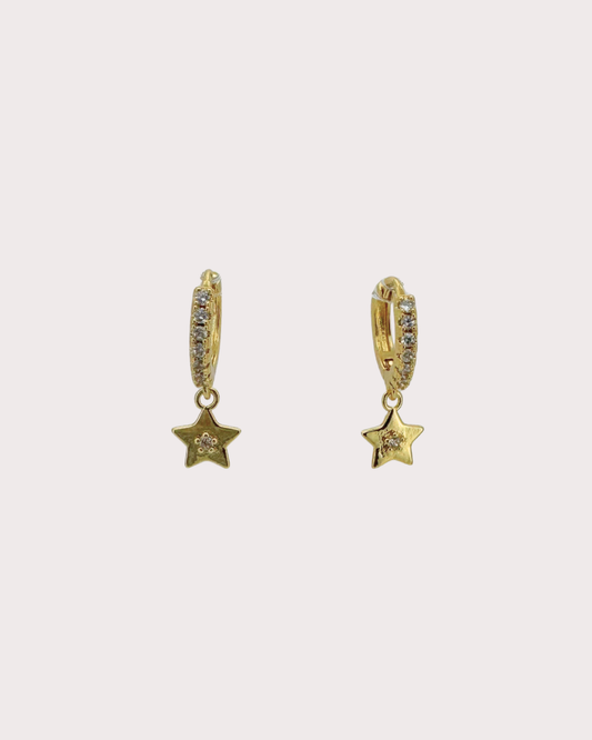 Starry Star White Zircon Embellished Hoops