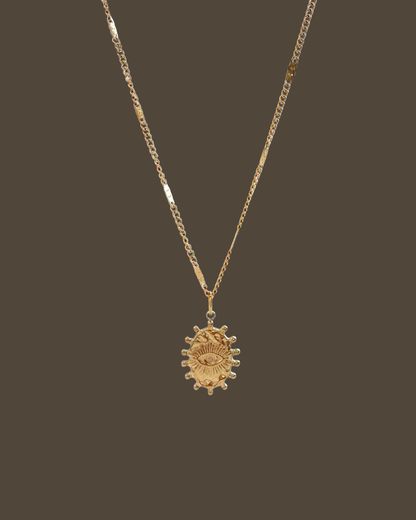 Maribel Oval Evil Eye Flat Curb Chain Necklace