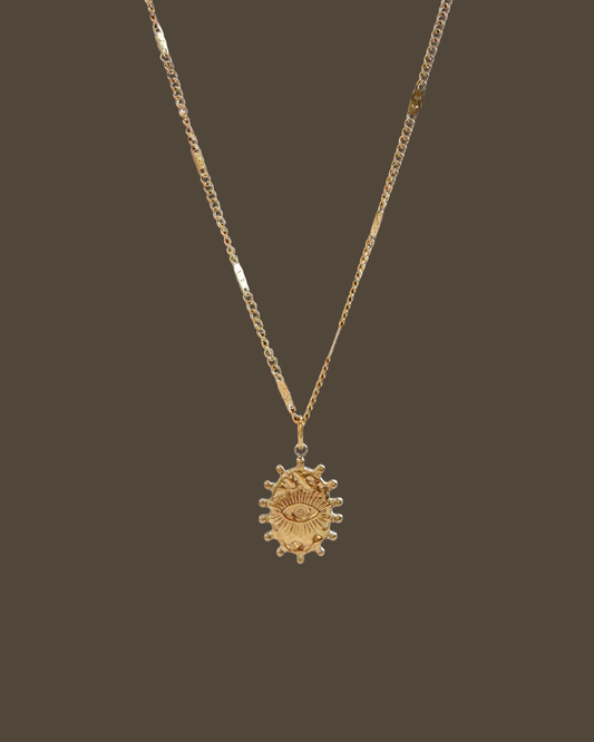 Maribel Oval Evil Eye Flat Curb Chain Necklace