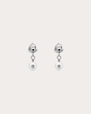 Basic Pearl Dangle Studs - Sterling Silver