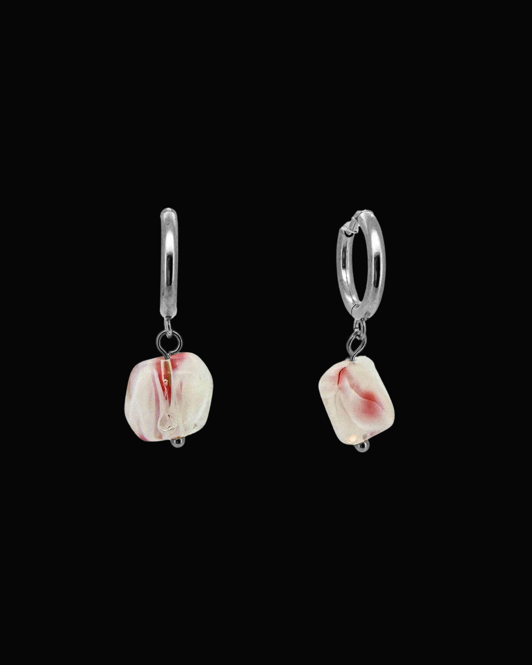 Augusta White Huggie Earrings