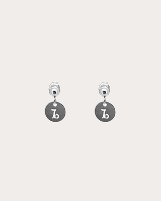 Capricorn Zodiac Disc Dangle Studs - Sterling Silver