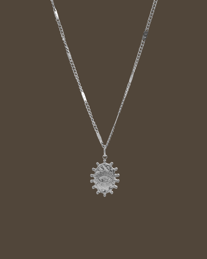 Maribel Oval Evil Eye Flat Curb Chain Necklace