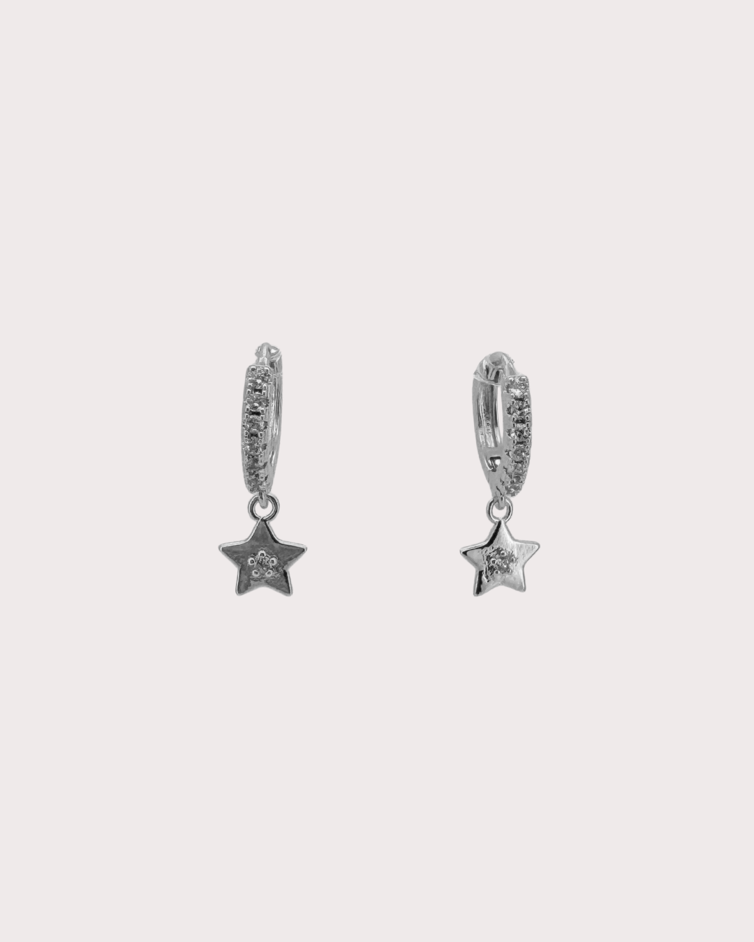Starry Star White Zircon Embellished Hoops