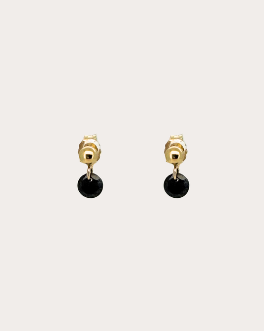 Circle Black Gemstone Dangle Studs