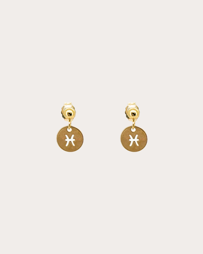 Pisces Zodiac Disc Dangle Studs