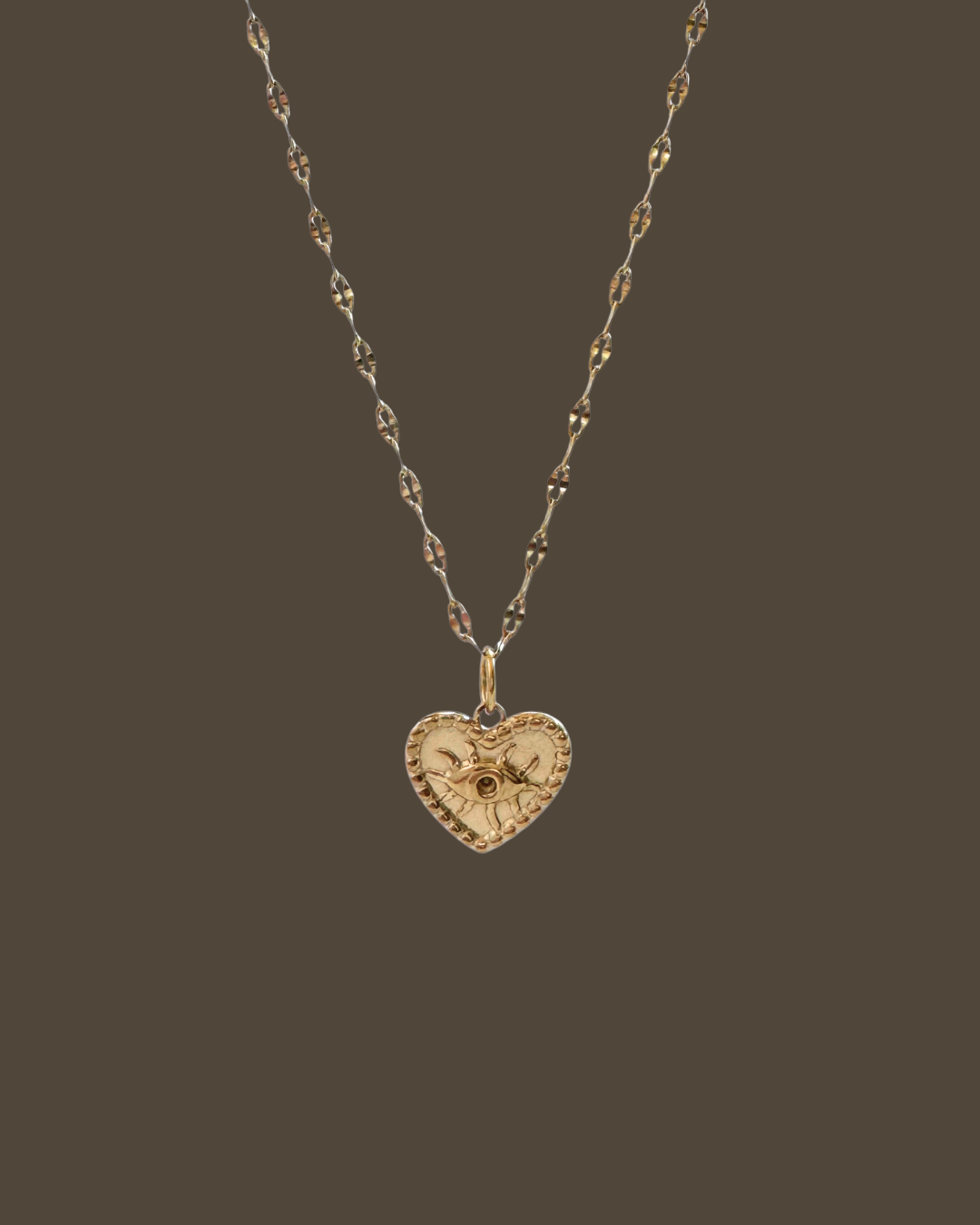 Sybil Heart Evil Eye Sequin Chain Necklace