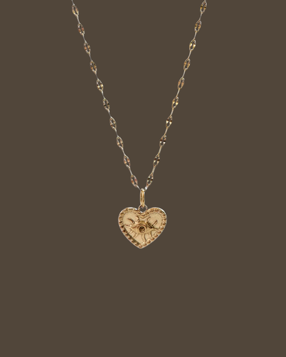 Sybil Heart Evil Eye Sequin Chain Necklace