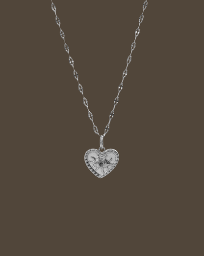 Sybil Heart Evil Eye Sequin Chain Necklace