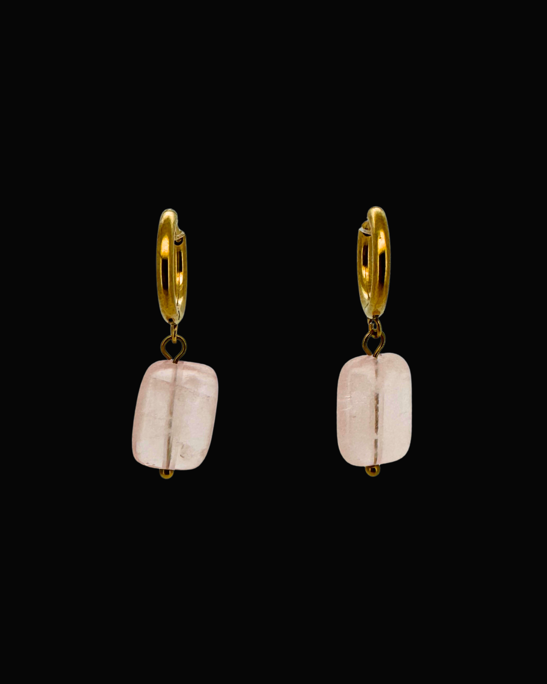Lesa Rose Quartz Huggie Earrings
