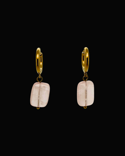 Lesa Rose Quartz Huggie Earrings