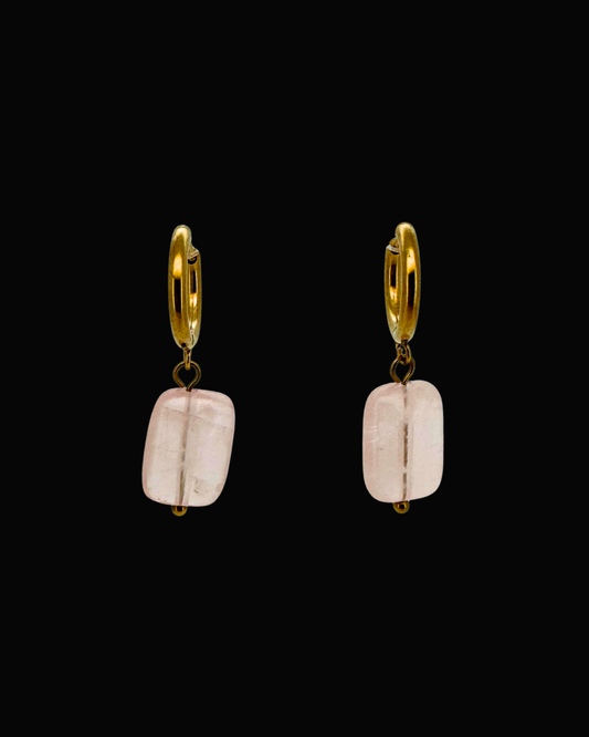 Lesa Rose Quartz Huggie Earrings