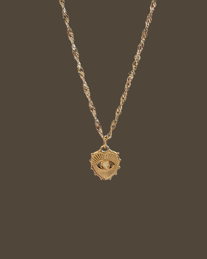 Joyce Heart Evil Eye Singapore Chain Necklace