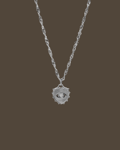 Joyce Heart Evil Eye Singapore Chain Necklace