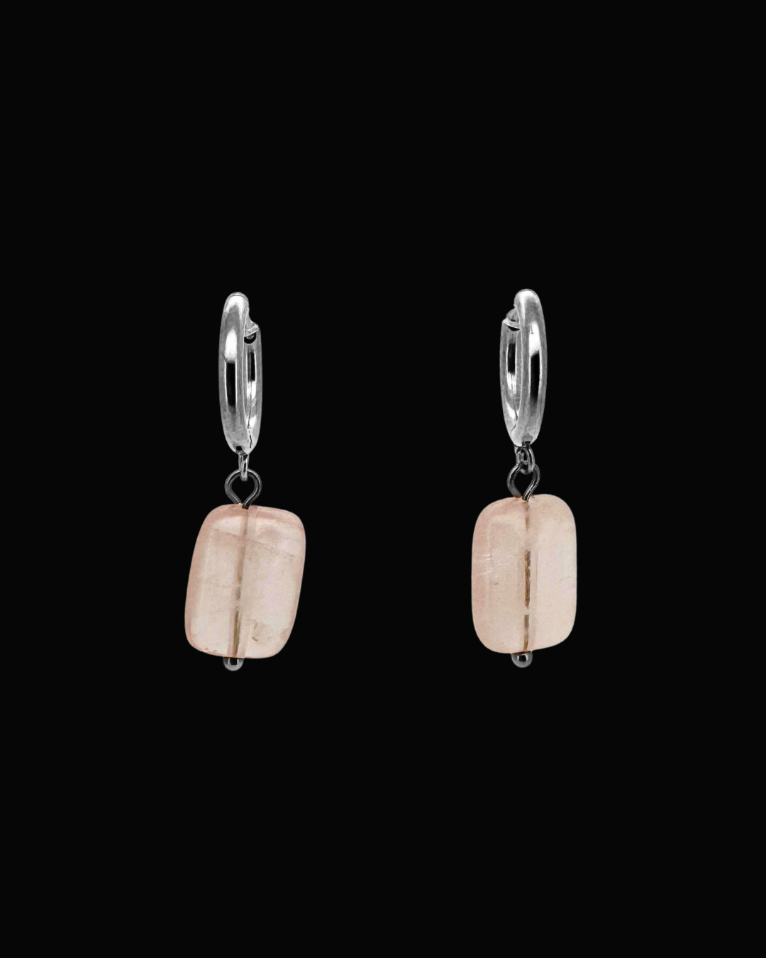 Lesa Rose Quartz Huggie Earrings