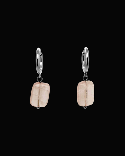 Lesa Rose Quartz Huggie Earrings