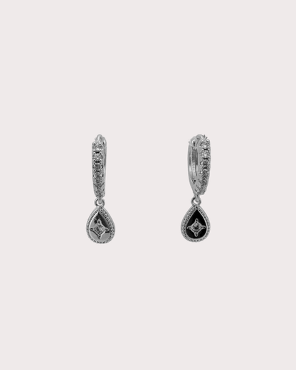 Elvira Teardrop White Zircon Embellished Hoops