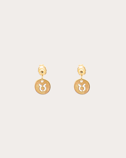 Taurus Zodiac Disc Dangle Studs