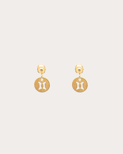 Gemini Zodiac Disc Dangle Studs