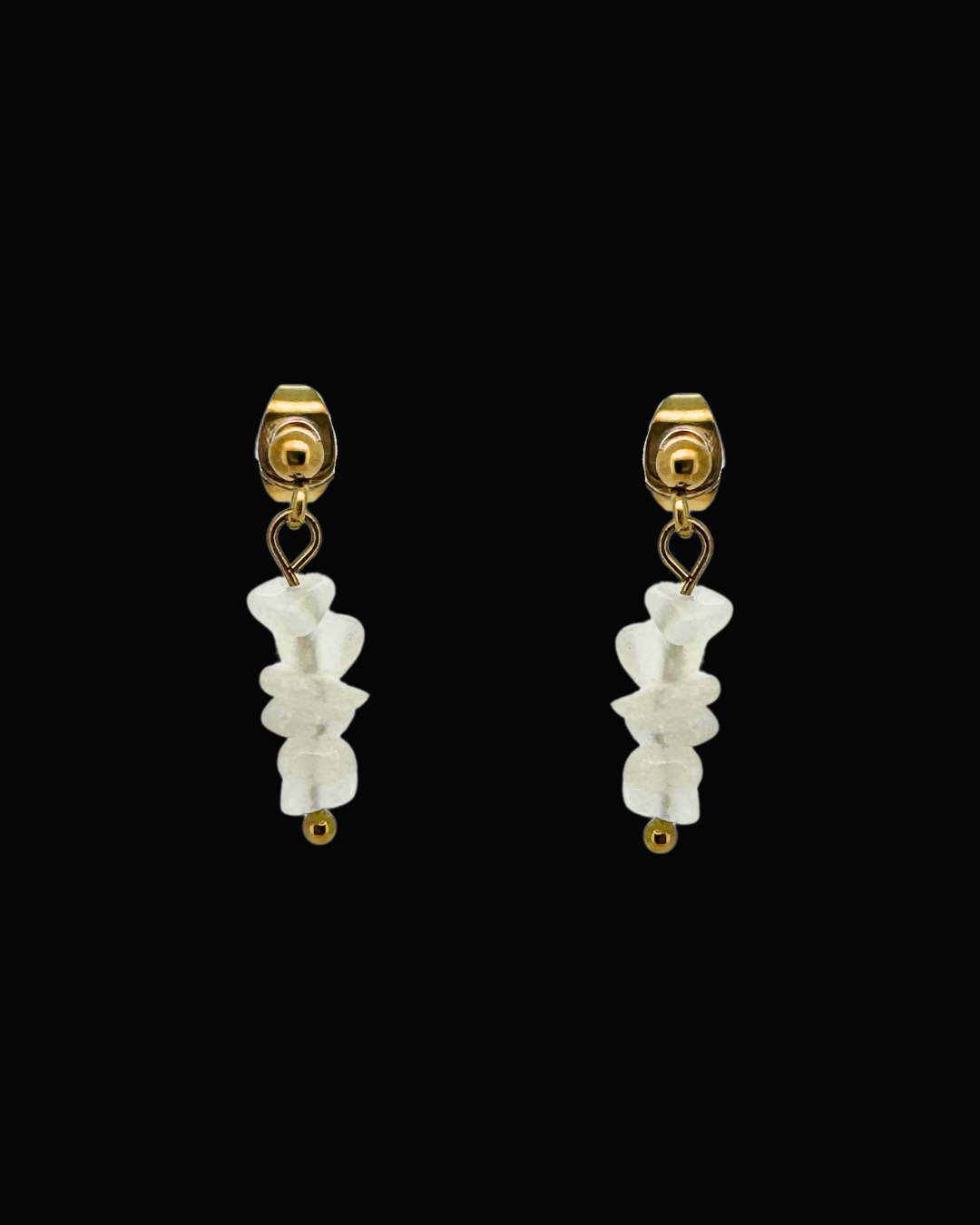 Alana White Quartz Dangle Studs