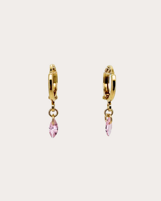 Lens Tourmaline Gemstone Huggie Earrings - Gold Filled