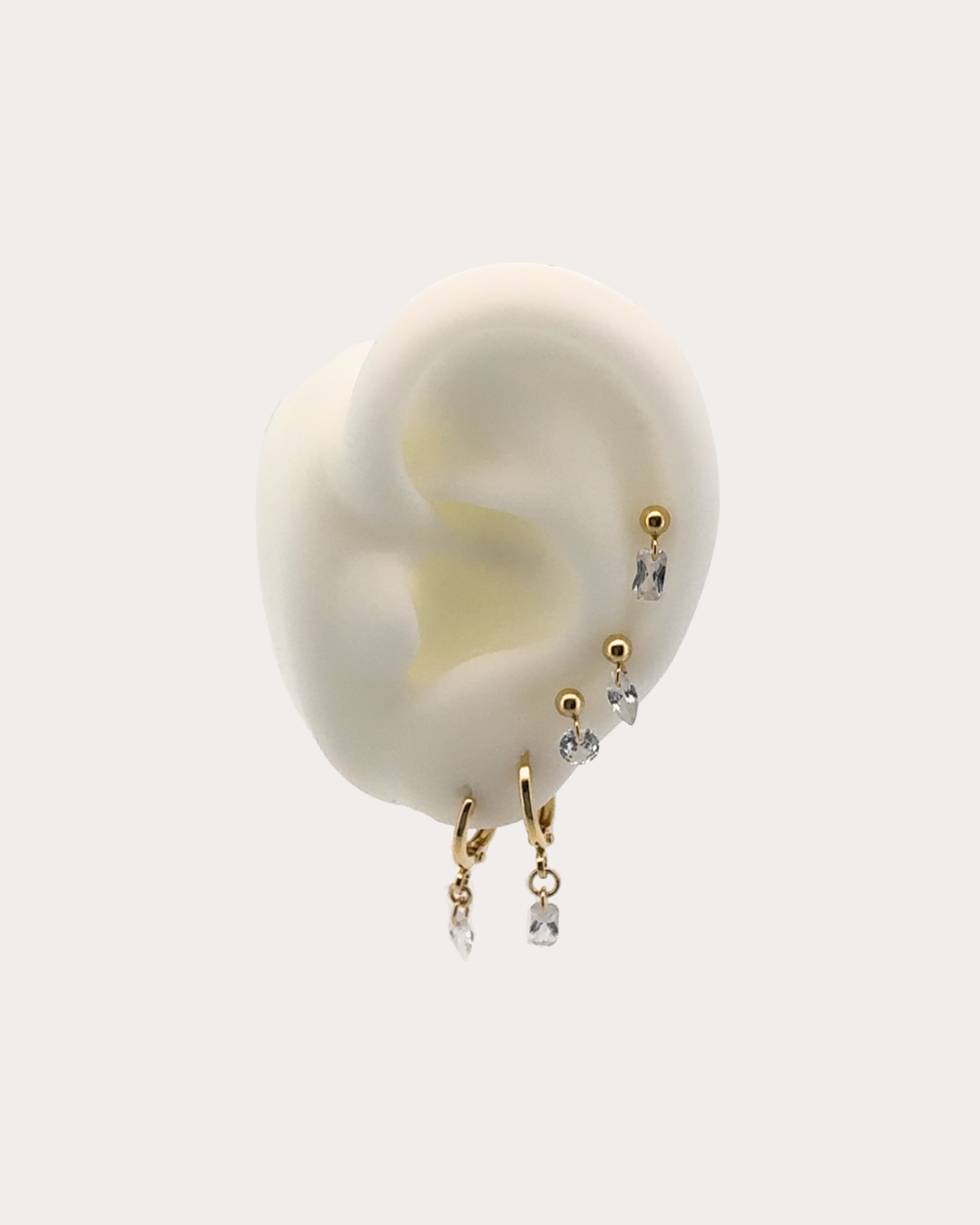 Circle Diamond Gemstone Dangle Studs