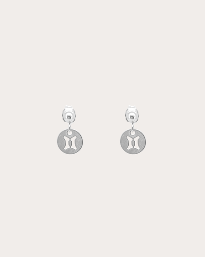 Gemini Zodiac Disc Dangle Studs