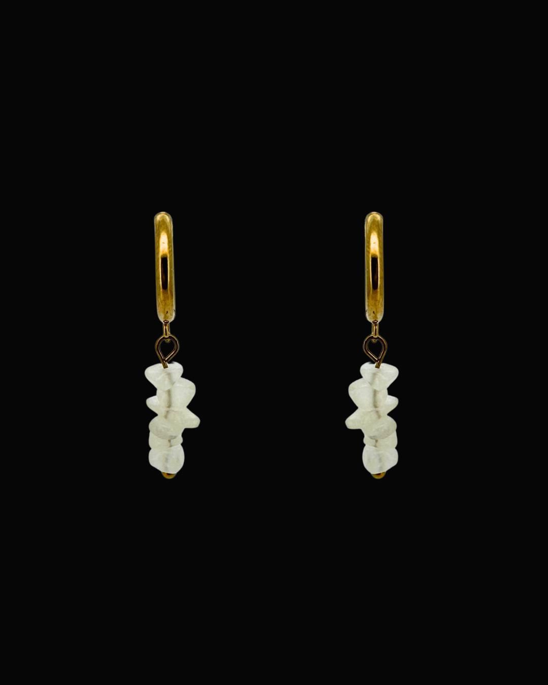 Alana White Quartz Huggie Earrings