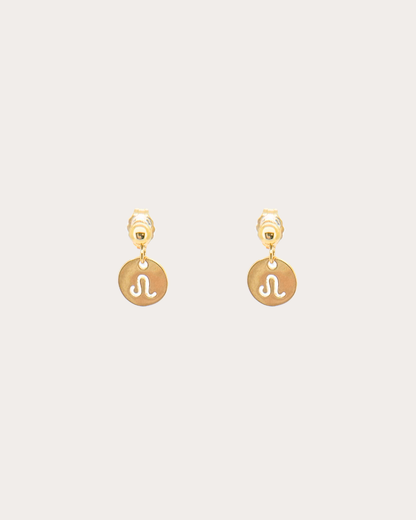 Leo Zodiac Disc Dangle Studs