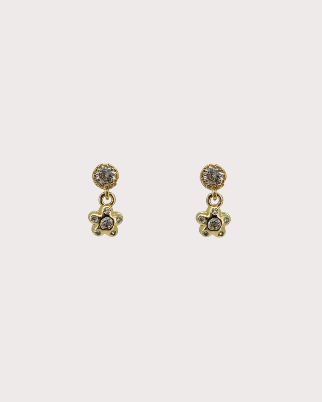 Mindy Flower White Zircon Embellished Dangle Studs