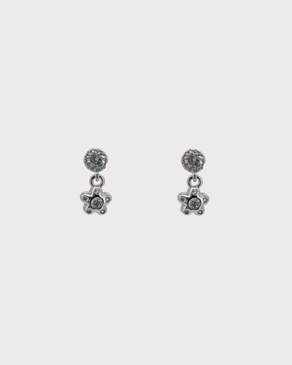 Mindy Flower White Zircon Embellished Dangle Studs