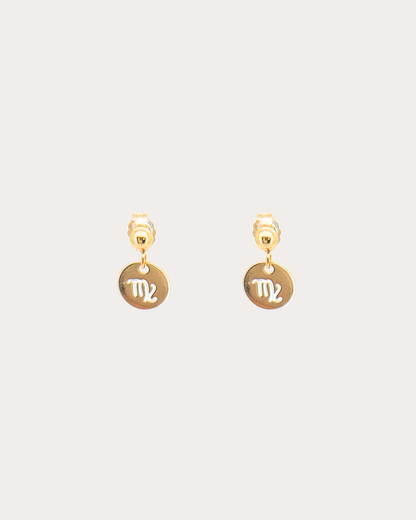 Virgo Zodiac Disc Dangle Studs