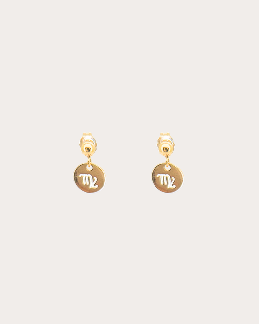 Virgo Zodiac Disc Dangle Studs