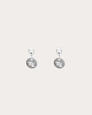 Virgo Zodiac Disc Dangle Studs - Sterling Silver