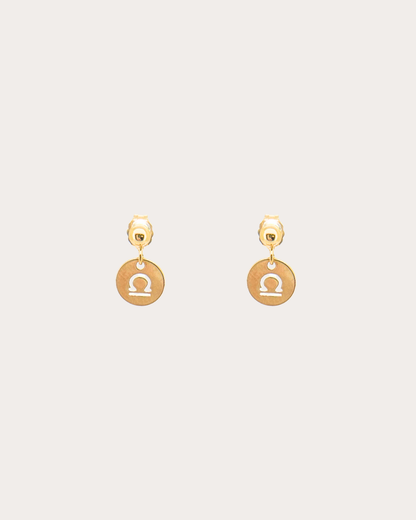 Libra Zodiac Disc Dangle Studs