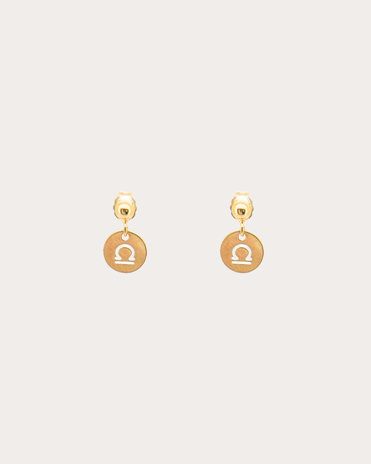 Libra Zodiac Disc Dangle Studs