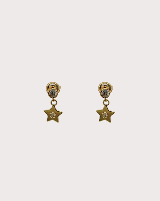 Starry Star White Zircon Embellished Dangle Studs