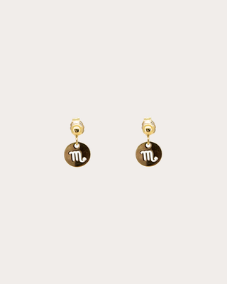 Scorpio Zodiac Disc Dangle Studs - Gold Filled