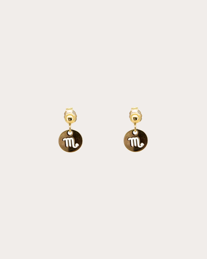 Scorpio Zodiac Disc Dangle Studs