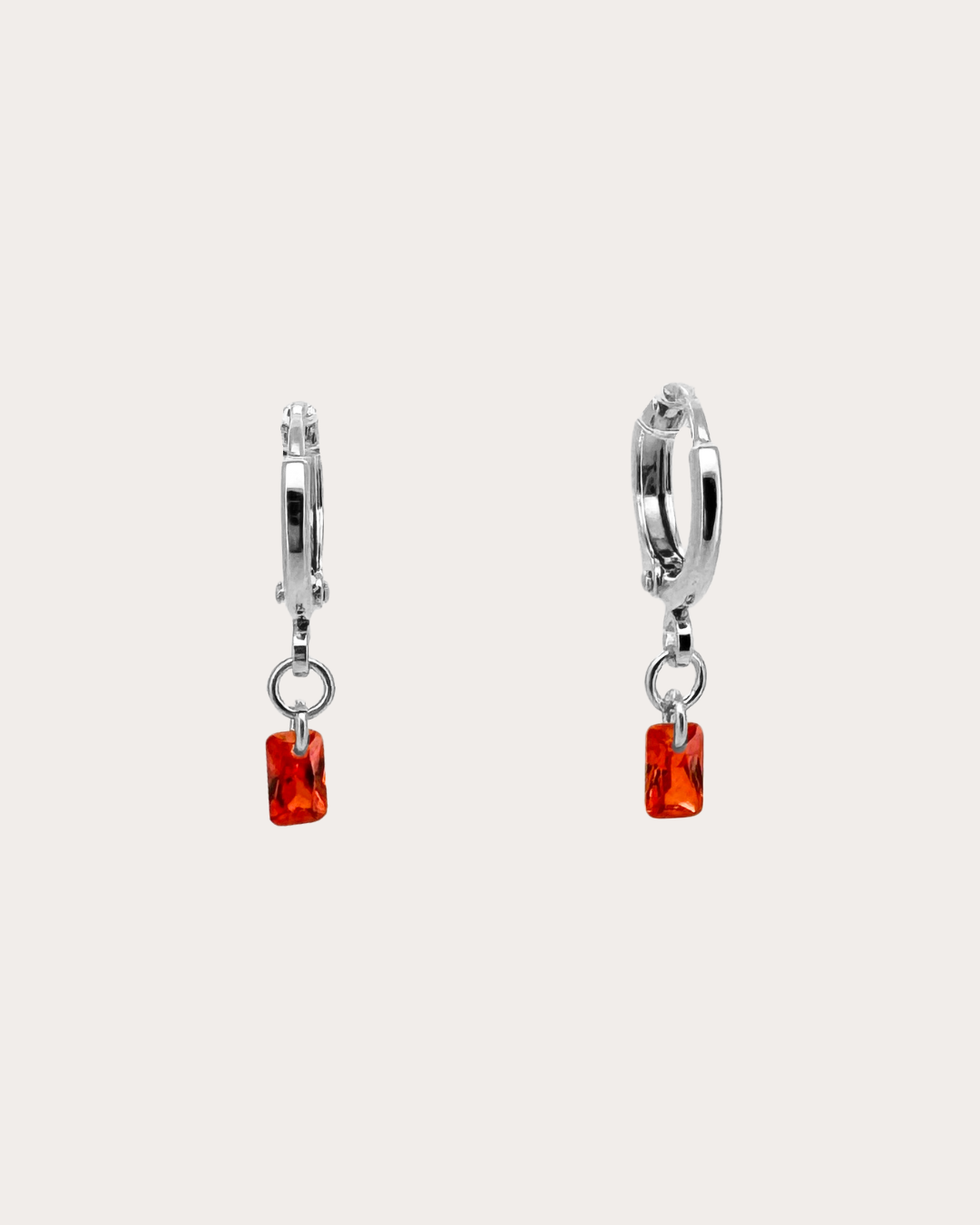 Rectangle Ruby Gemstone Huggie Earrings