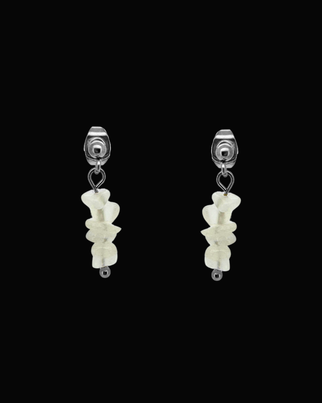 Alana White Quartz Dangle Studs